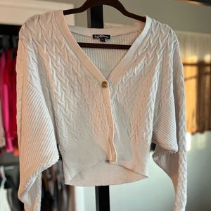 Cream button up cropped cardigan